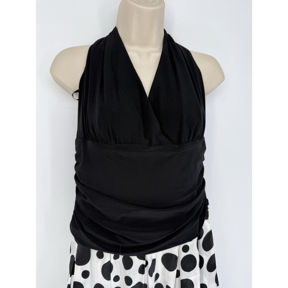 Black & white Polka dot Sleeveless Dress Size 16 Pinup Retro Rockabilly 1950s - Picture 3 of 13